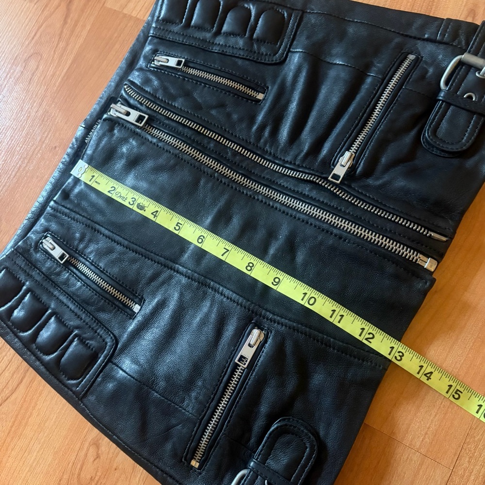 All Saints Alva Black Leather Biker Mini Skirt - Picture 13 of 15